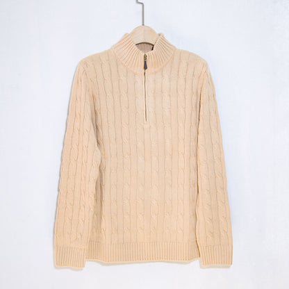 Herren Strickpullover Eleganter Zopfmuster Mit Reißverschluss
