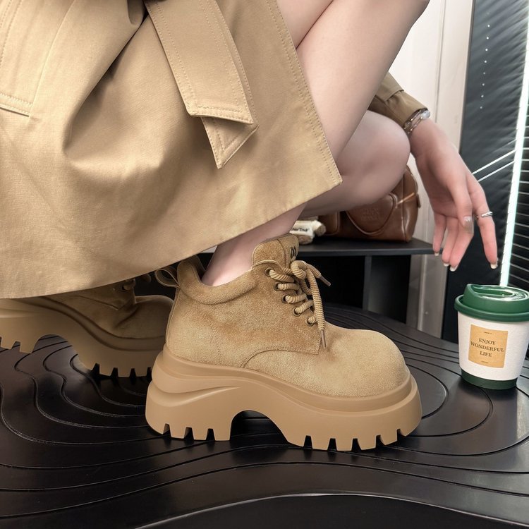 Damen Stiefel Chunky Boots Hoch mit Schnürverschluss Robust