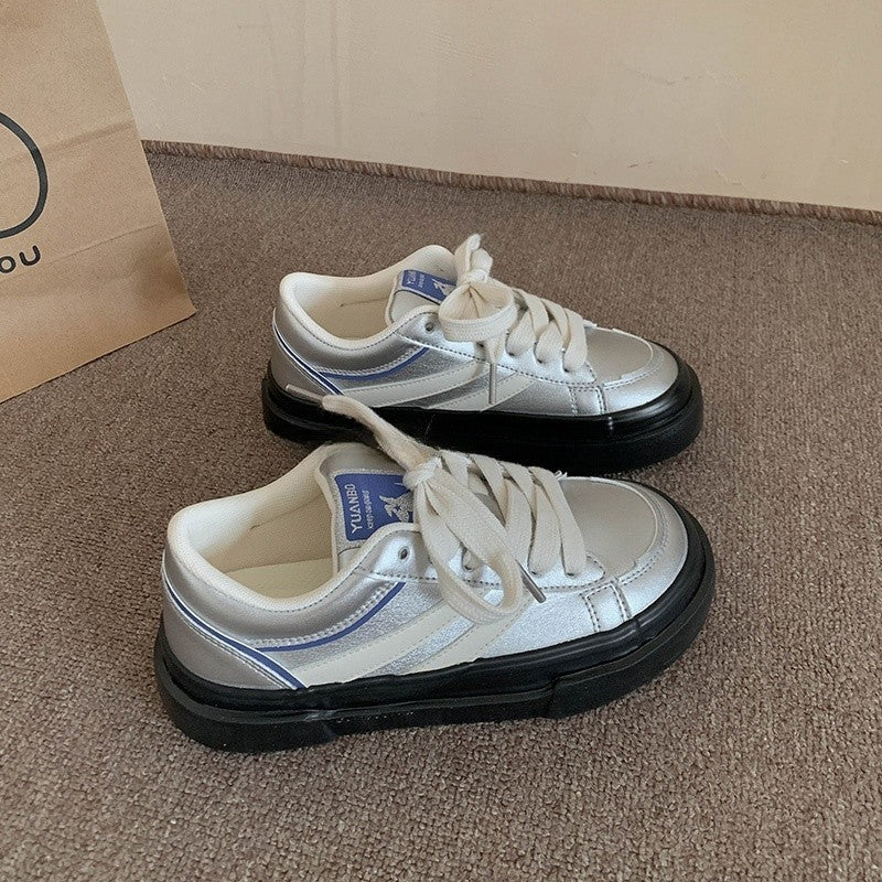 Damen Sneaker Glänzend Komfortabel Laufsohle