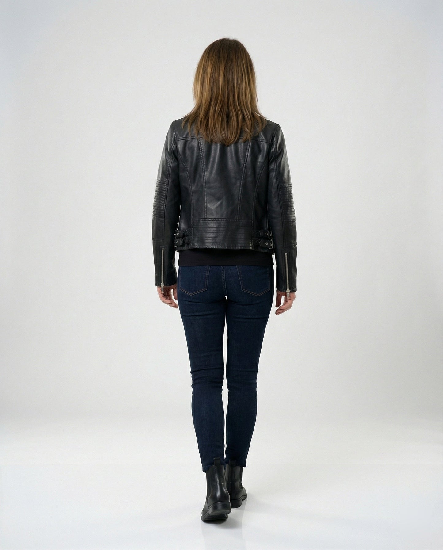 Leder Bikerjacke Damen Kurz Tailliert Asymmetrisch