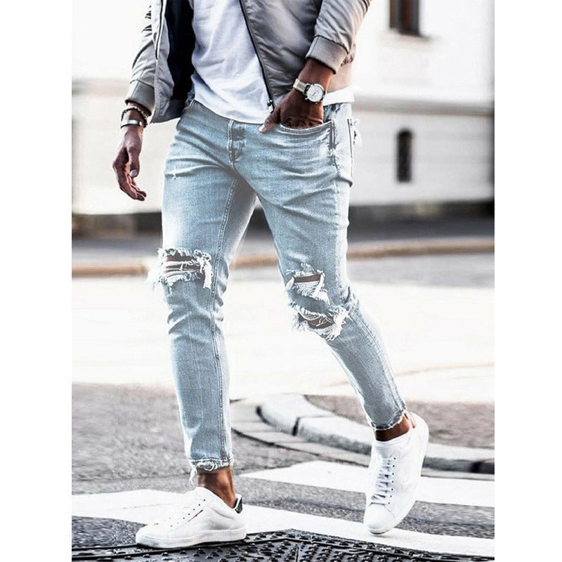 Herren Ripped Jeans Lässiger Schnitt Destroyed Style