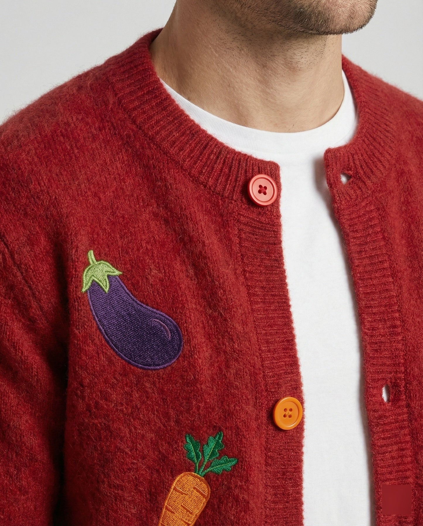 Bunte Strickjacke Retro Style mit Regenbogen Knöpfen