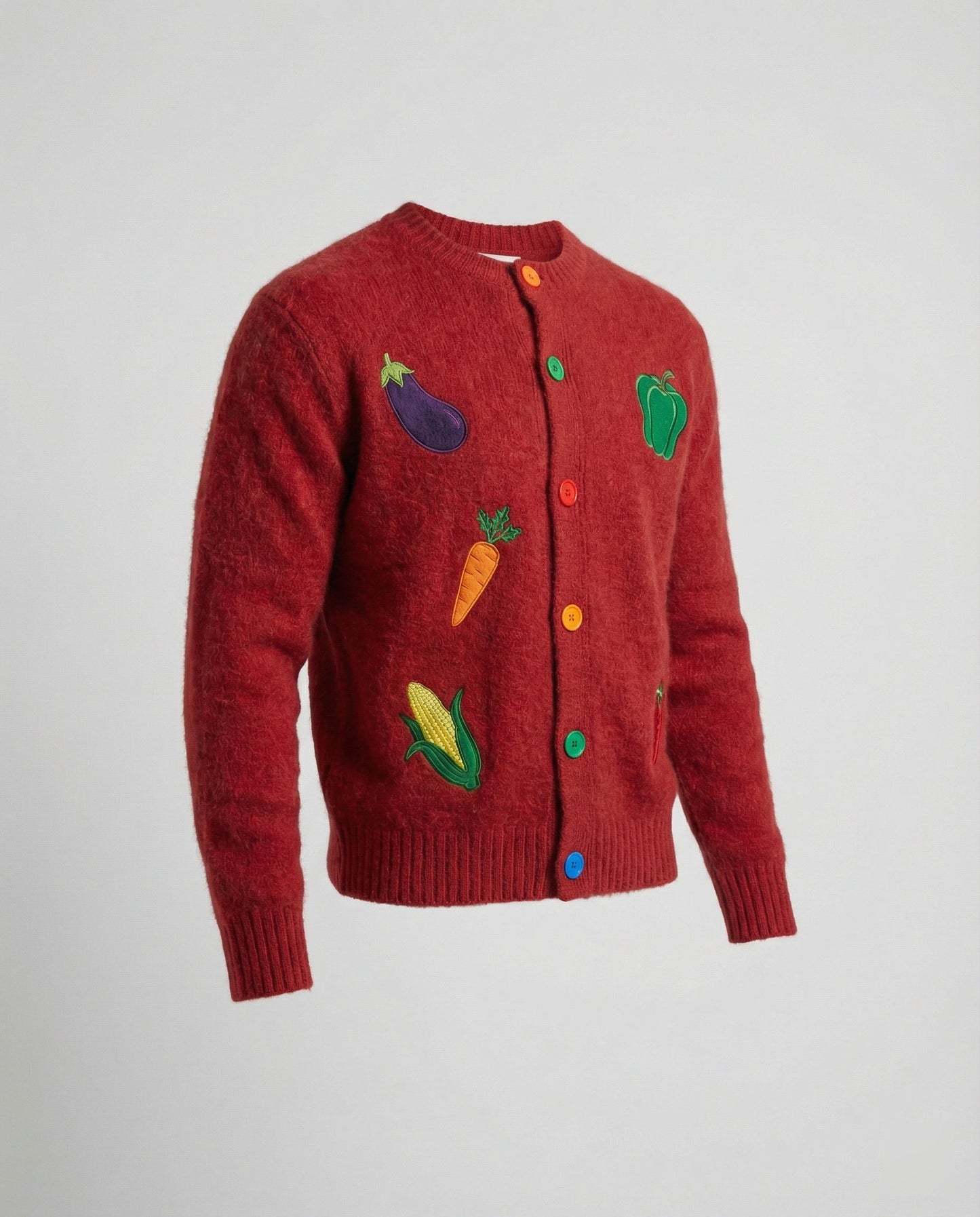 Bunte Strickjacke Retro Style mit Regenbogen Knöpfen