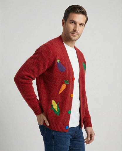 Bunte Strickjacke Retro Style mit Regenbogen Knöpfen - BerlinGlamour