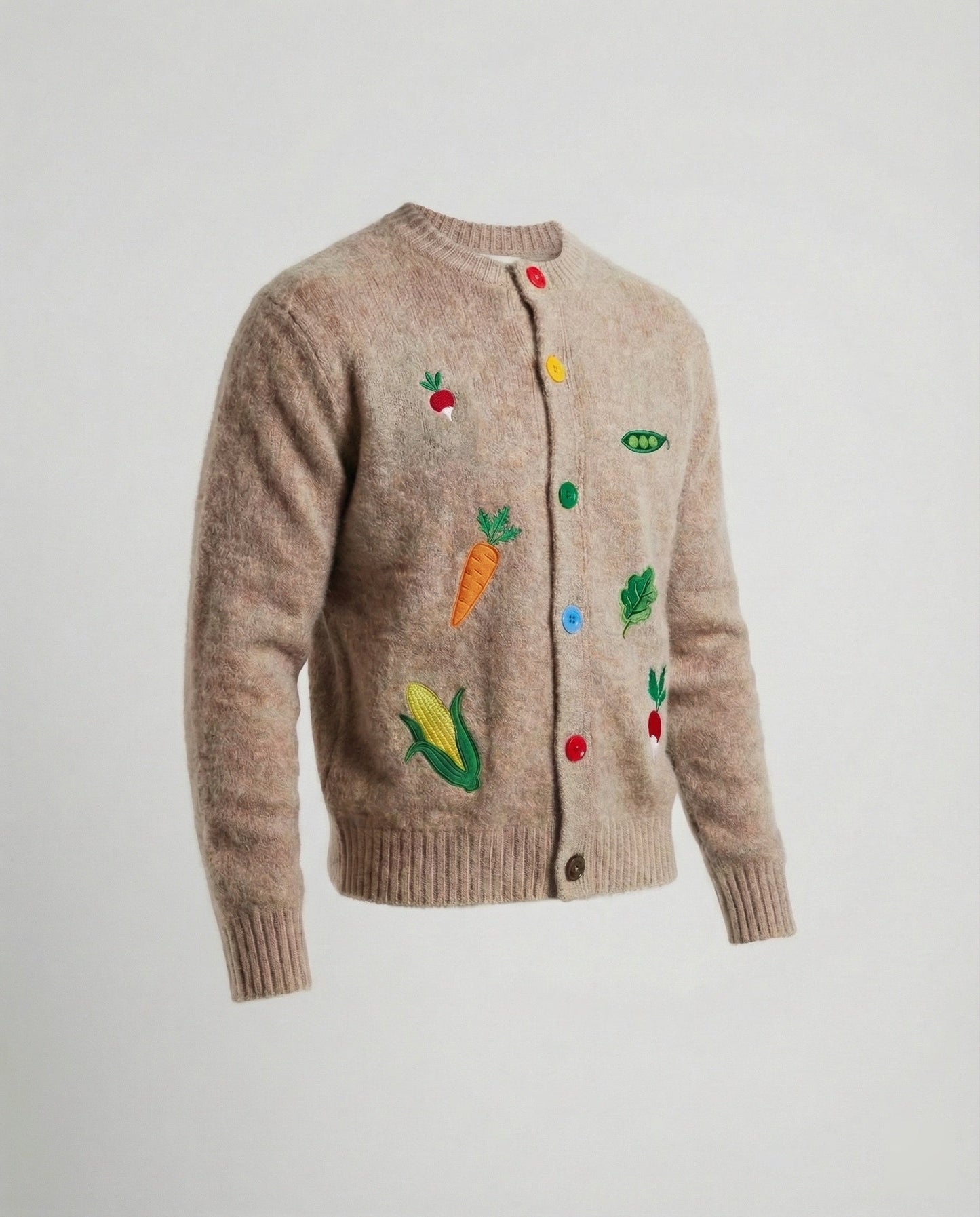 Bunte Strickjacke Retro Style mit Regenbogen Knöpfen