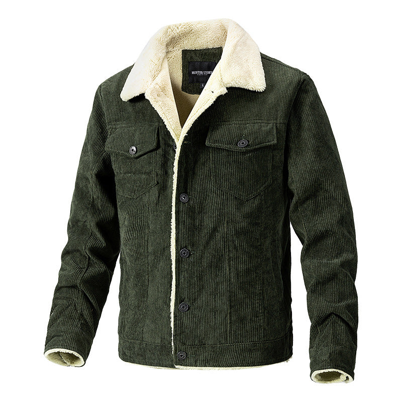 Herren Kordjacke Weich Teddyfutter Warm Winter