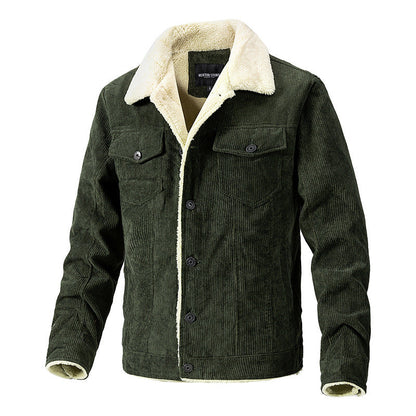 Herren Kordjacke Weich Teddyfutter Warm Winter