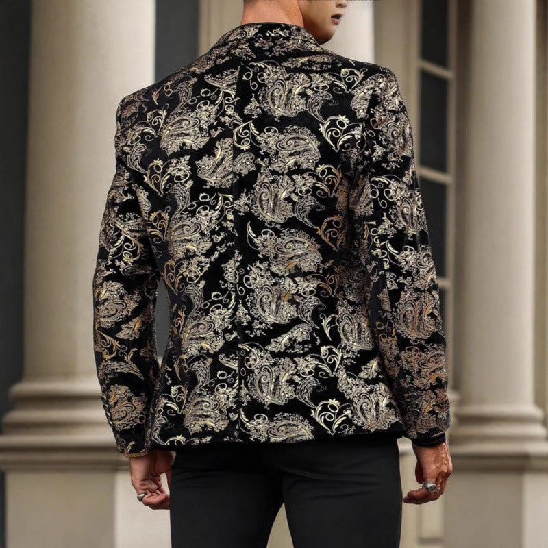 Herren Blazer Samt Elegant Floral Modern