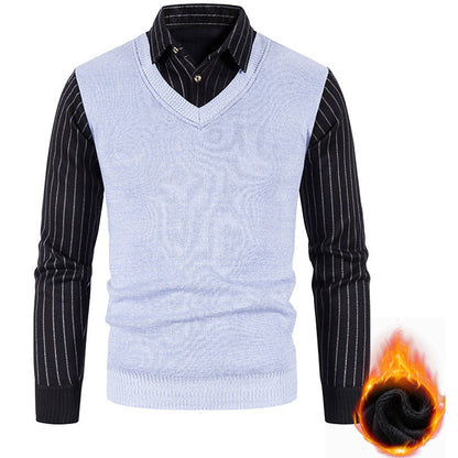 Herren Pullover V-Ausschnitt Modisch Streifen