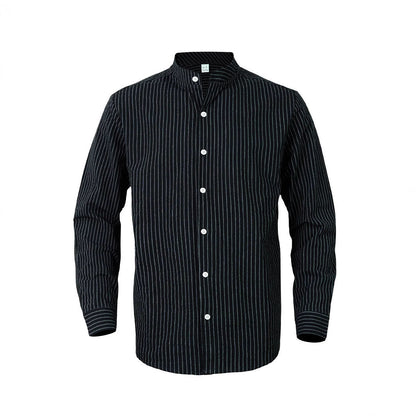 Herren Hemd Slim Fit Streifen Stehkragen Modern