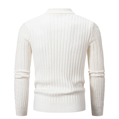 Herren Pullover Grobstrick Steppkragen Zopfmuster Modern