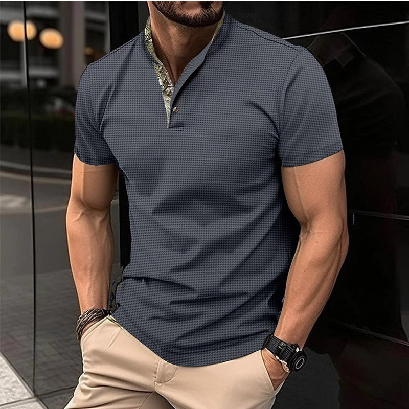 Herren Kurzarmshirt Modern mit Stehkragen Berlin Style