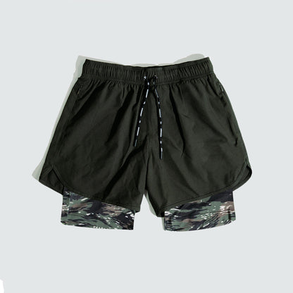 Herren Trainingsshorts atmungsaktiv mit Kompressionsunterhose elastisch