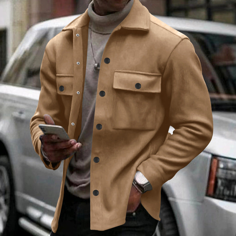 Herren Flanelljacke Lässig Mit Brusttaschen Druckknöpfe