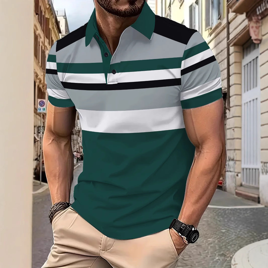 Herren Poloshirt Streifenmuster Modern Style - BerlinGlamour