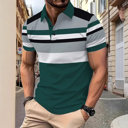 Herren Poloshirt Streifenmuster Modern Style - BerlinGlamour