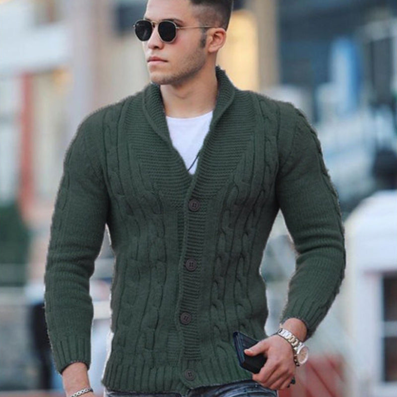 Herren Strickjacke Mit Zopfmuster Schalkragen Modern