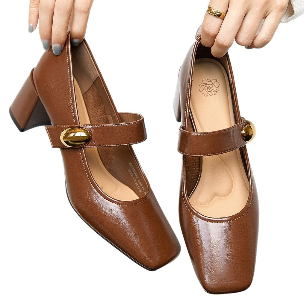 Damen Pumps mit Riemen und Blockabsatz Elegant Komfortabel