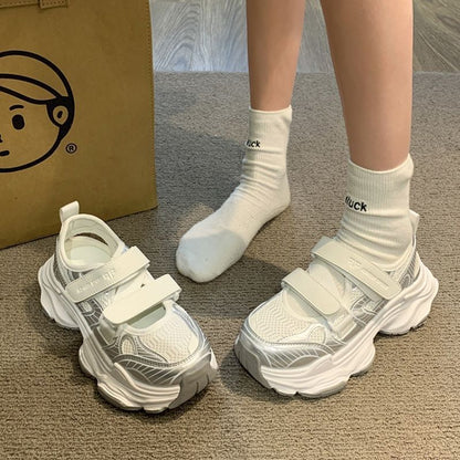 Damen Sneaker Sportlich Klettverschluss Laufsohle
