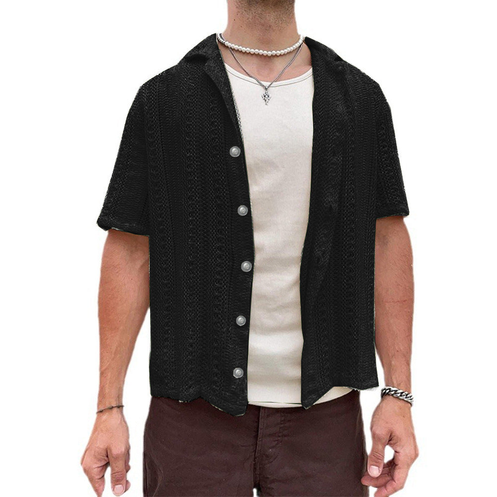 Herren Strickbluse Leicht Luftig Sommer
