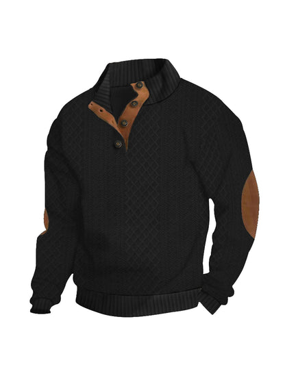 Herren Strickpullover Meliert Knopfleiste Modern