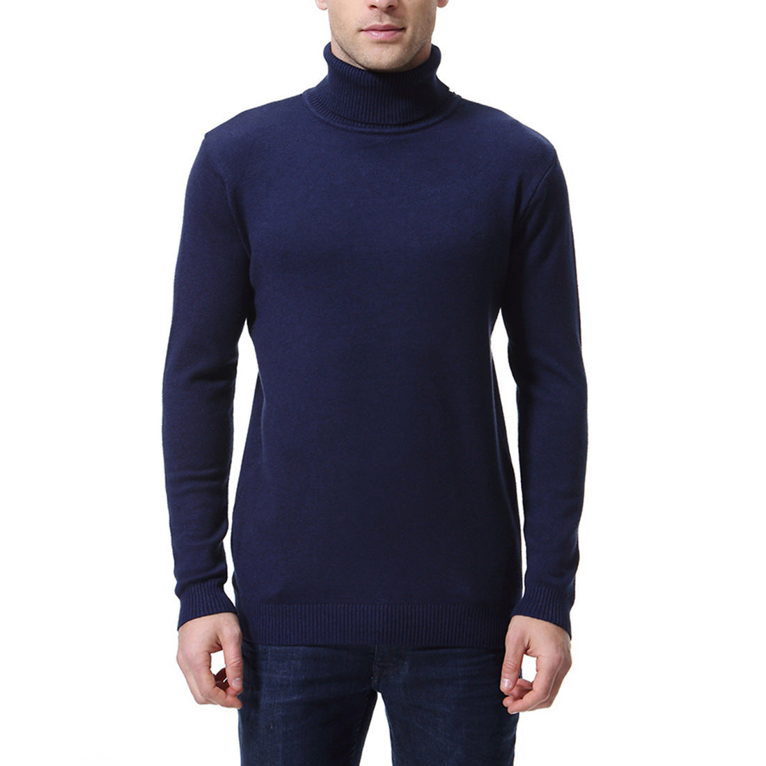 Herren Pullover Rollkragen Feine Baumwolle Eleganter Stil