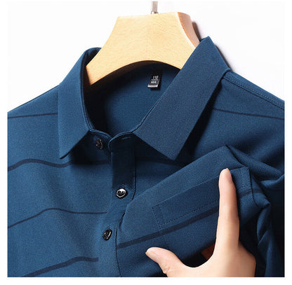 Herren Poloshirt Kurzarm Streifenmuster Elegant Modern