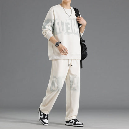 Herren Sweatshirt und Hose Set Bequem Casual Grau