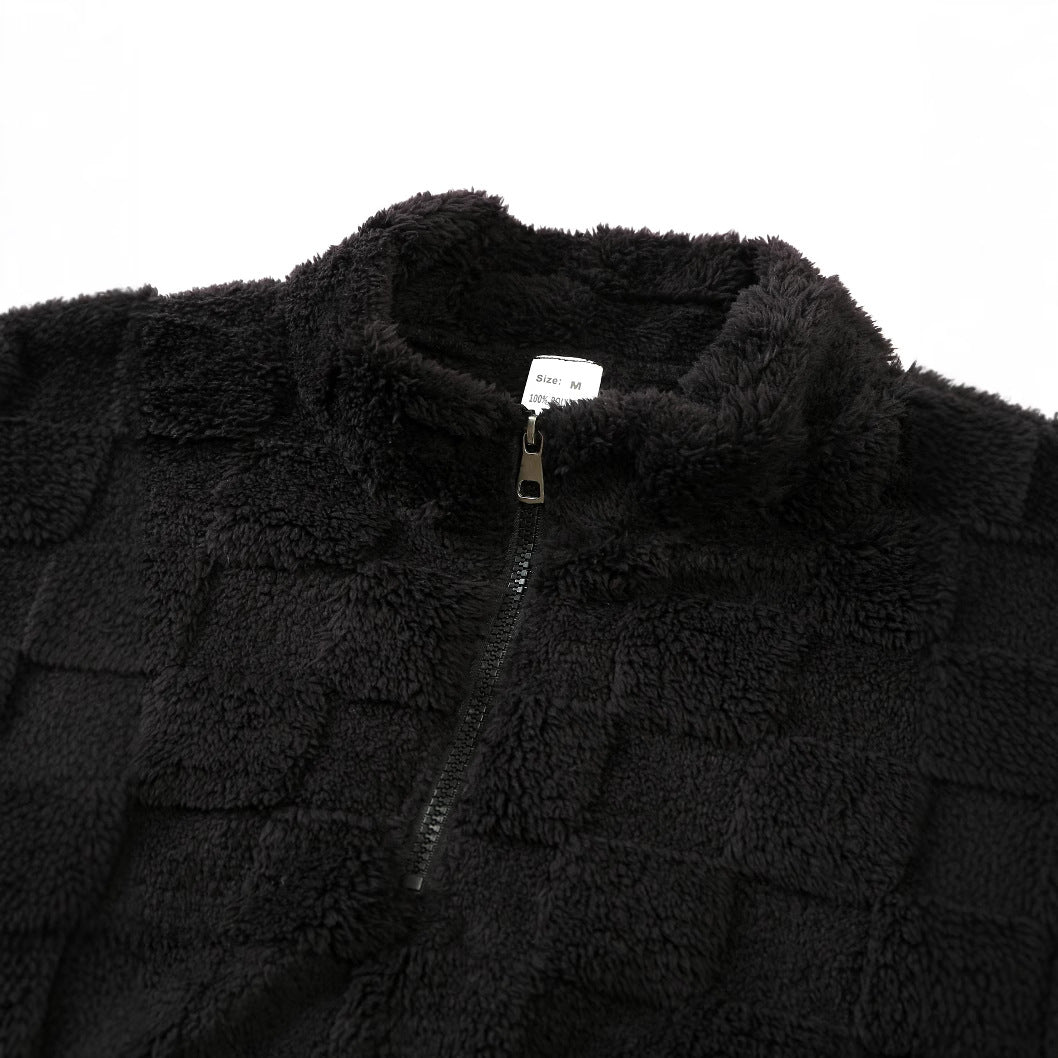 Herren Fleece-Pullover mit Reißverschluss und strukturiertem Design BerlinGlamour.