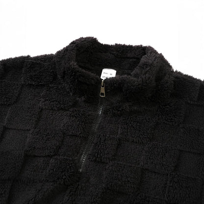 Herren Fleece-Pullover mit Reißverschluss und strukturiertem Design BerlinGlamour.