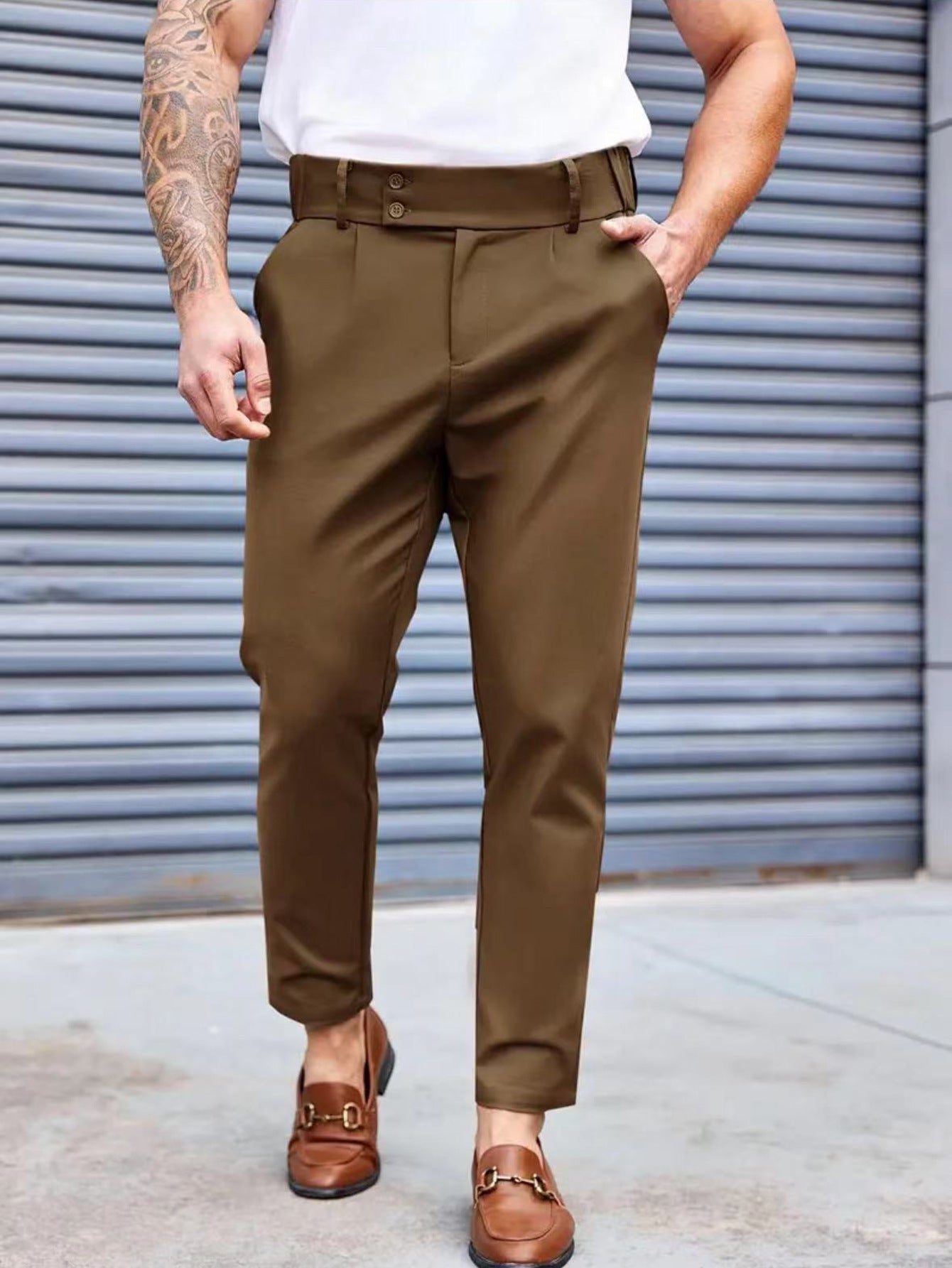 Herren Chino Hose Elegant Elastisch Klassisch