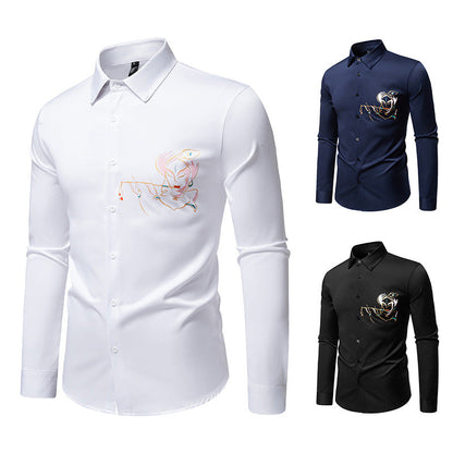Herren Langarmhemden mit Stickdesign Berlin Style