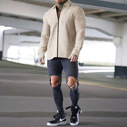 Herren Hemdjacke Lässig Strukturiert Casual