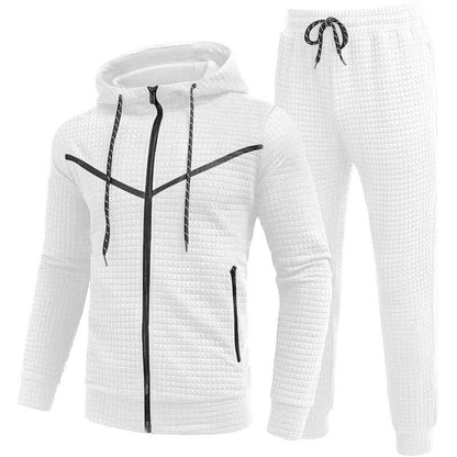 Herren Fleece Jogginganzug mit Struktur Optik Grau