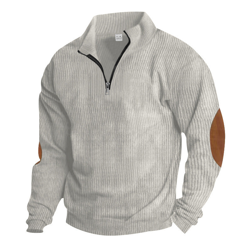 Herren Pullover Stehkragen Leder Style Modern - BerlinGlamour