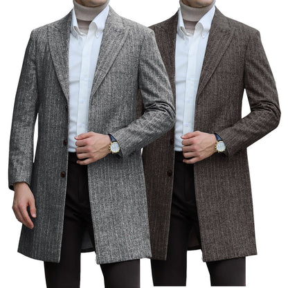 Herren Wollmantel Eleganter Luxus Mantel Mit Taschen - BerlinGlamour
