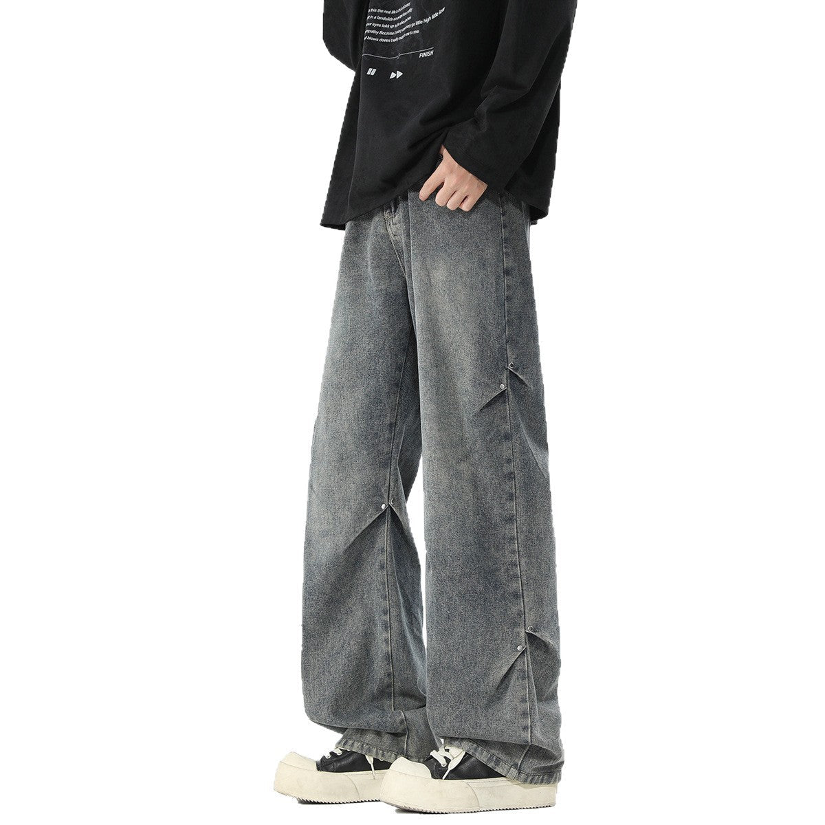 Herren Jeanshose Baggy Bequem Mit Taschen