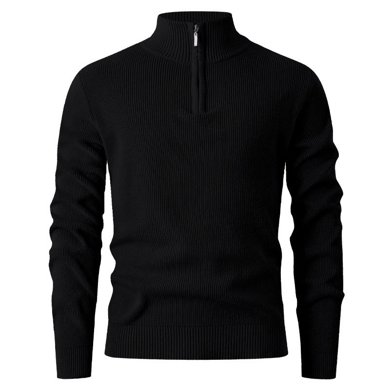 Herren Strickpullover Halbzipper Ribbstoff Modern