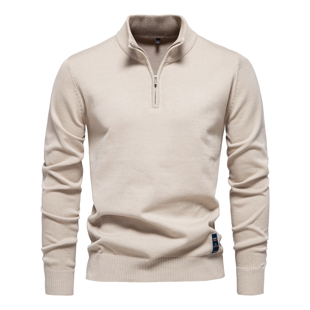Herren Pullover Kurz Reißverschluss Stehkragen Modern