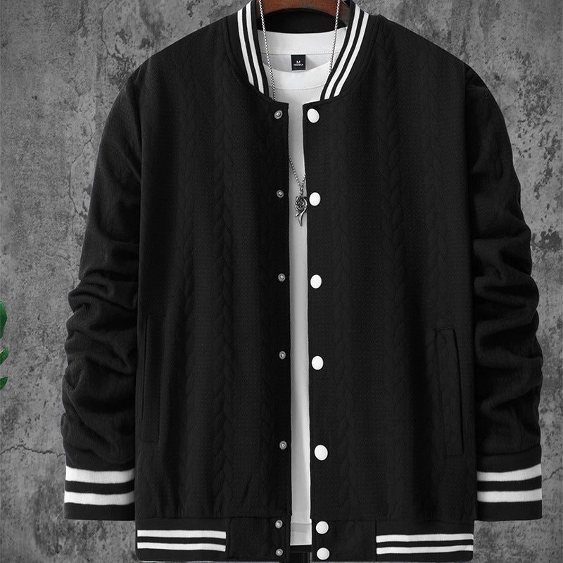 Herren Bomberjacke Sportlich Strickmuster Modern