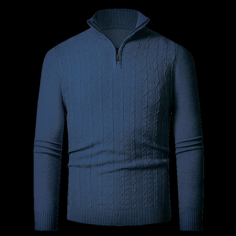 Herren Strickpullover Modern Reißverschluss Kragen Übergröße