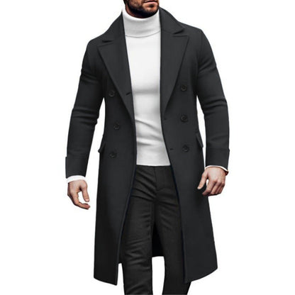 Herren Langmantel Elegant mit Taschen Schwarz Berlin Style