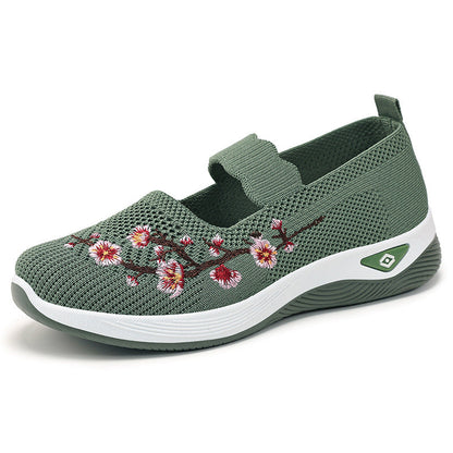 Damen Sneaker Sportlich Slip-On Schuhe mit Stickerei