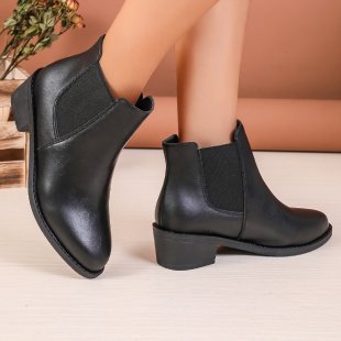 Vegane Chelsea Stiefeletten Damen Elastisch Schwarz