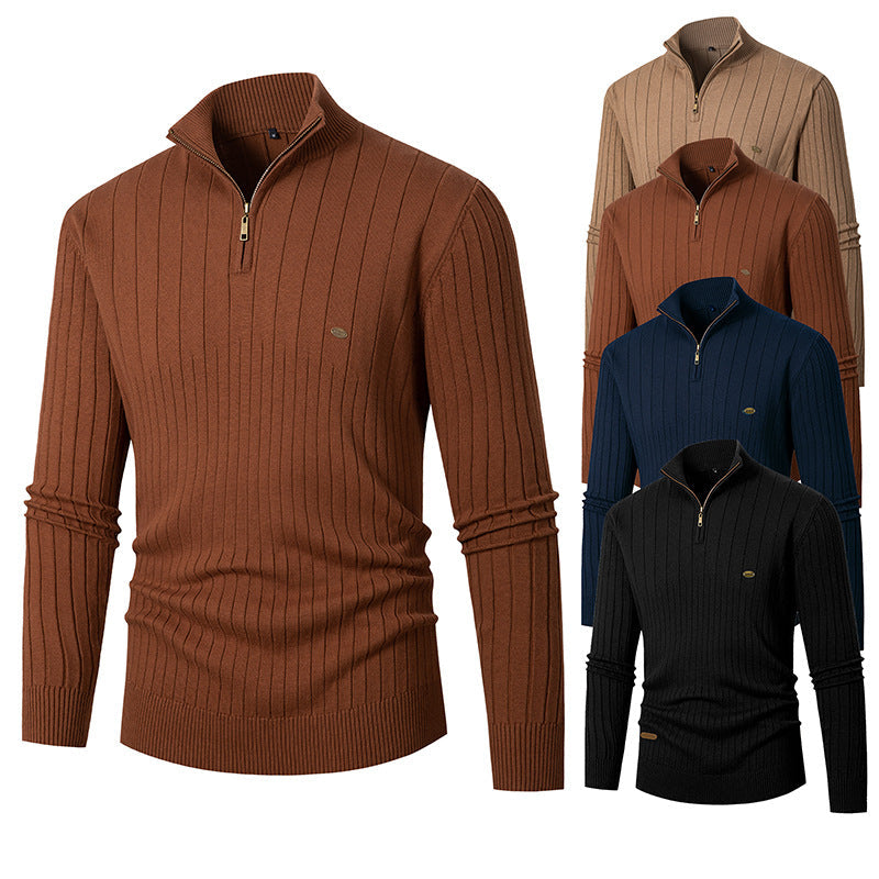 Herren Pullover Modern Rippenstruktur Reißverschluss