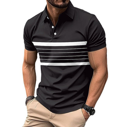 Herren Polohemd Sportlich Streifenmuster Klassisch