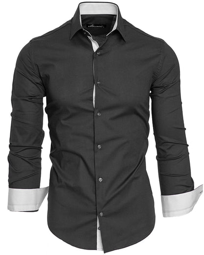 Herren Langarmhemd Slim Fit Modern Elegantes Design