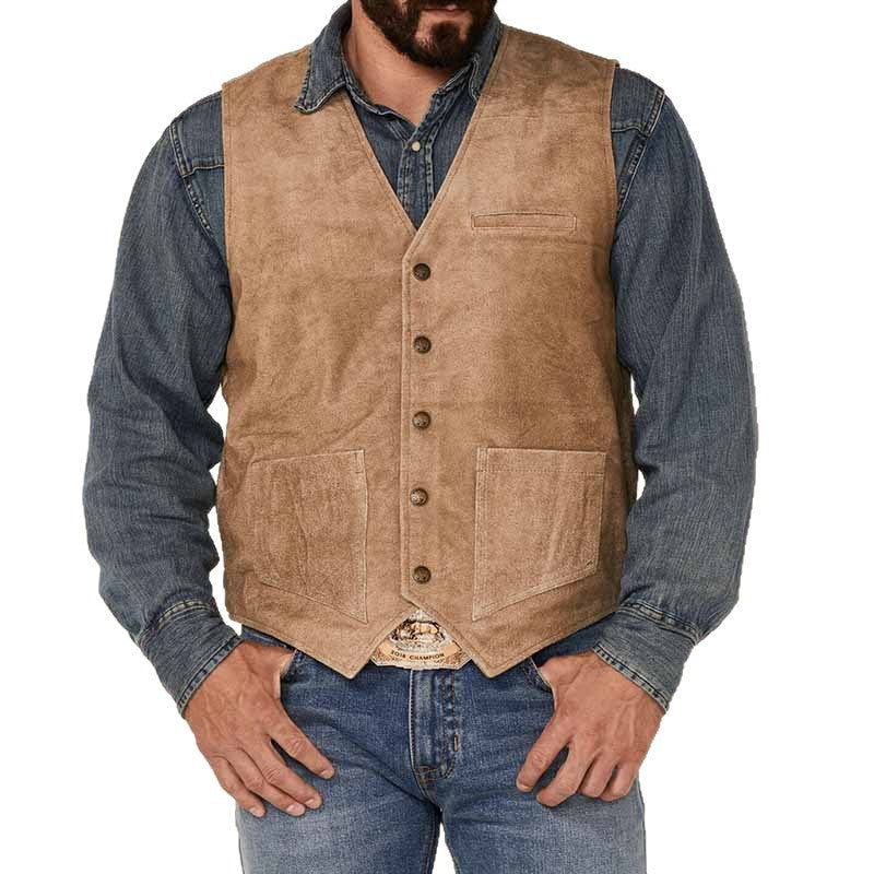 Lederweste Herren Wildleder Klassisch Mit Taschen