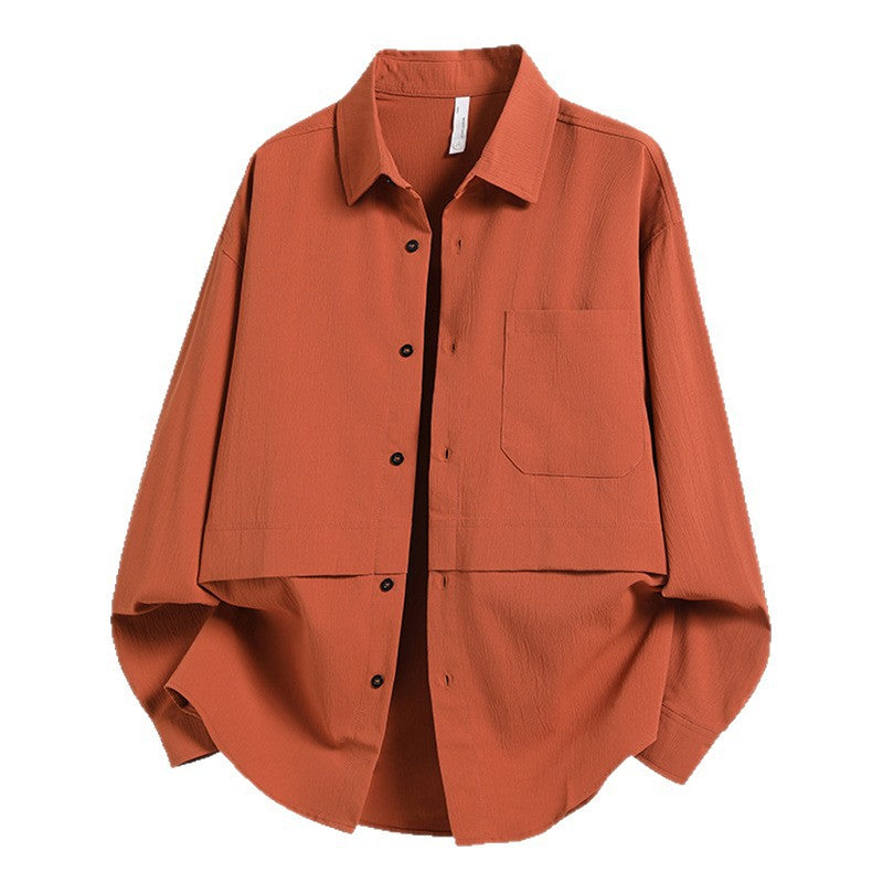 Herren Overshirtjacke Lässig Weit mit Brusttasche