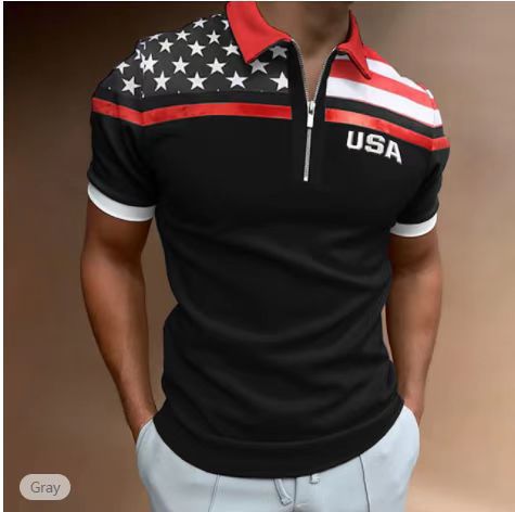 Herren Polo-Shirt mit Flaggen-Applikation Sportlich Modern